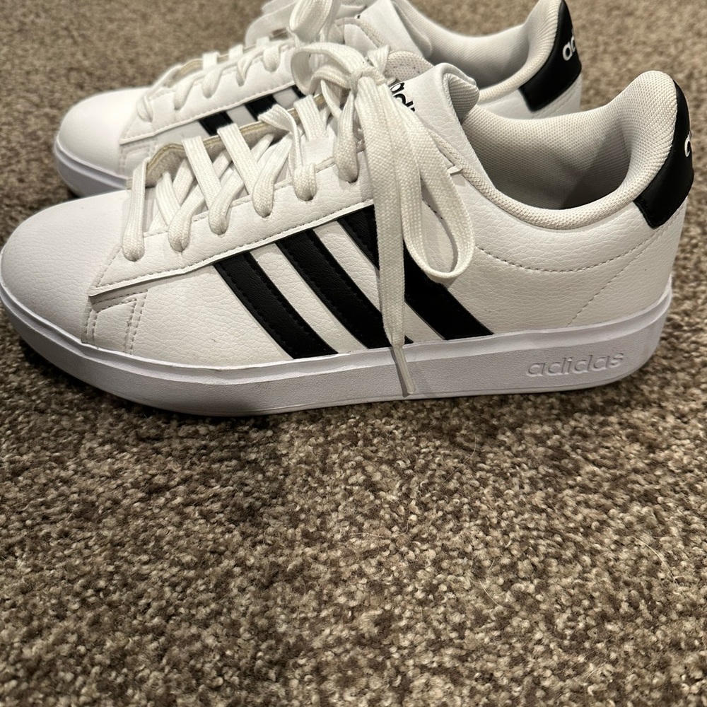 Adidas Classic White with Black Stripes Sneakers